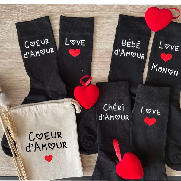 chaussette personnalisée, cadeau homme personnalisé, cadeau saint valentin, mariage, chéri d’amour