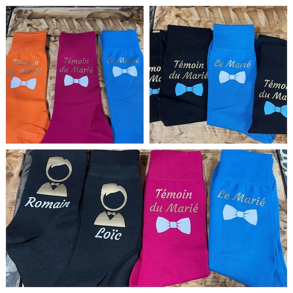 Chaussette mariage chaussettes personnalisees cadeau temoin chaussette marie mariage chaussettes hommes cadeau invite mariage Etsy France