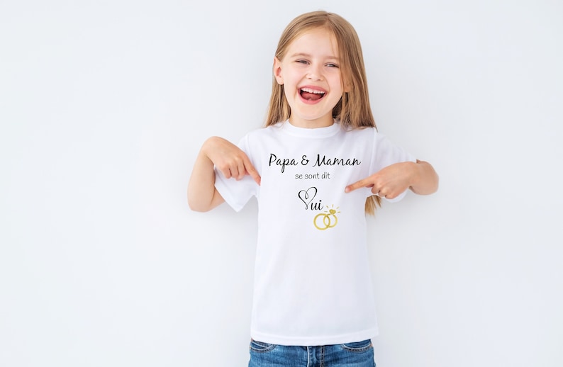 Dad and mom said yes, children's t-shirts, baby bodysuits, wedding announcements, future brides. image 1