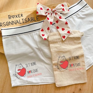 Personalized men&#39;s boxer shorts, Valentine&#39;s Day gift, men&#39;s gift, I love you my cat
