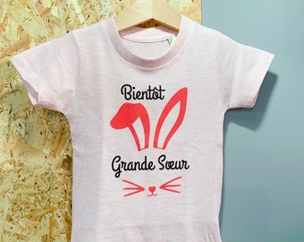 Future big sister, t-shirt soon big sister, body baby girl, birth announcement, future mom, rabbit