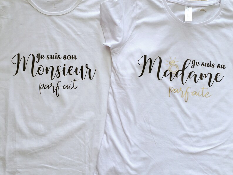 Tee shirt couple monsieur madame t-shirt monsieur madame - Etsy France