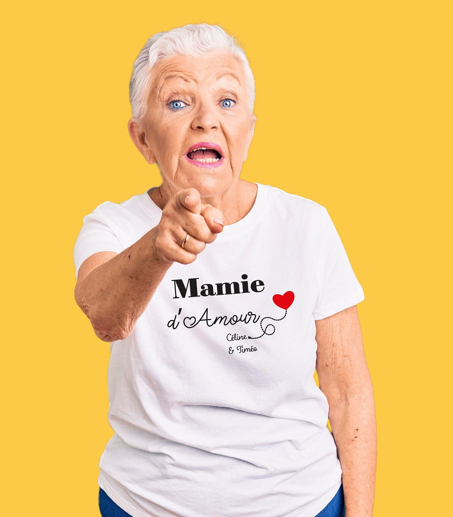 Tee shirt mamie d'amour personnalisé, cadeau mamie fête des grands mères,  bonne fête mamie -  France