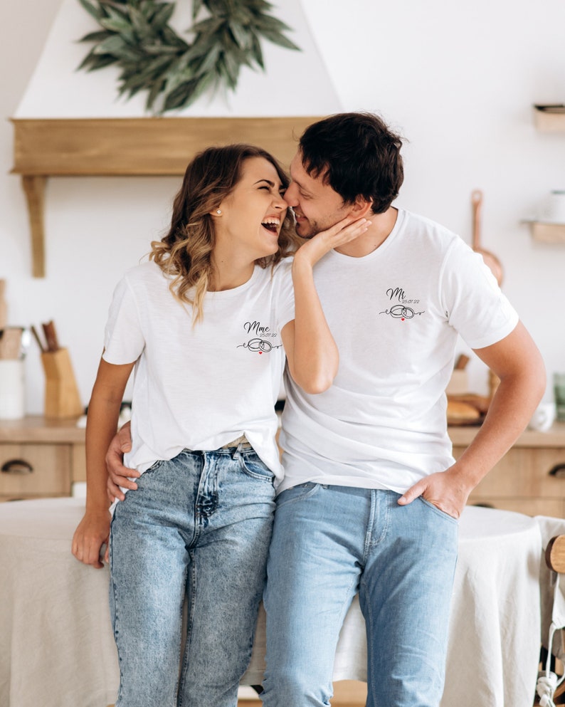T-shirt assorti couple - Créatrice ETSY :  NinouSerigraphie