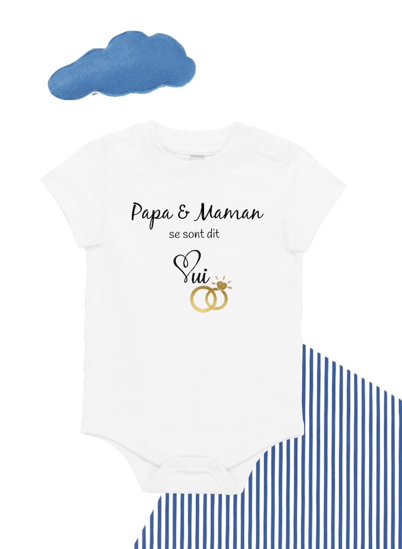 Dad and mom said yes, children's t-shirts, baby bodysuits, wedding announcements, future brides. image 3