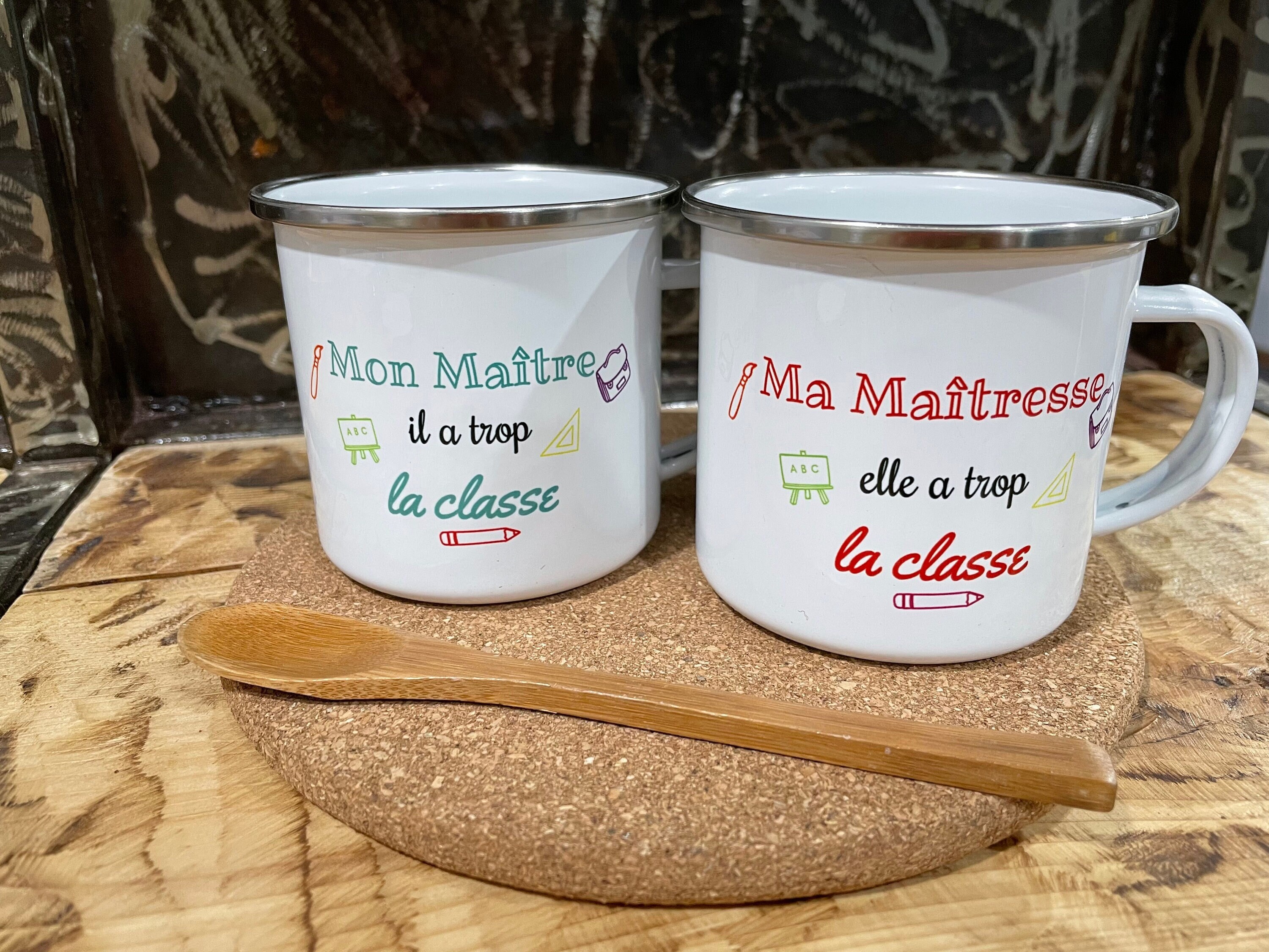 Mug Émaillé Maîtresse, Cadeau Merci Maitresse, Mug Personnalisé