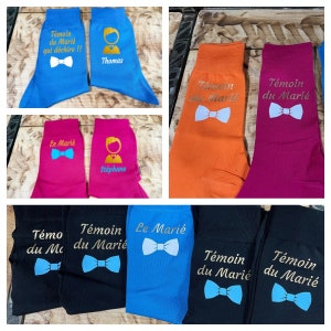 chaussette mariage, chaussettes personnalisées, cadeau témoin, chaussette marié, mariage, chaussettes hommes, cadeau invité mariage image 2