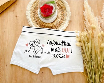 Personalized men's boxer shorts, groom's boxer shorts, today I say yes, wedding boxer shorts