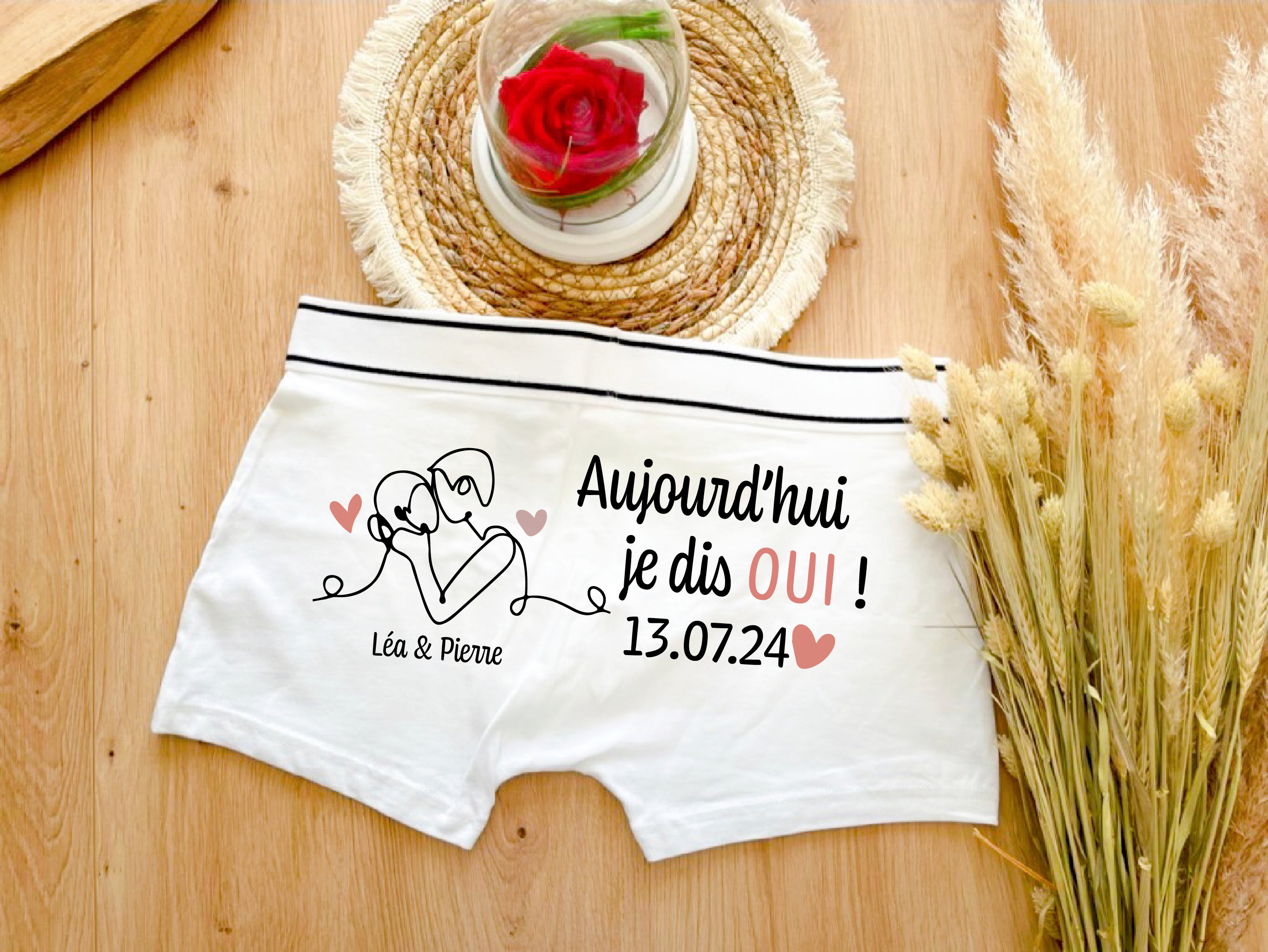 Personalized men&#39;s boxer shorts, married boxer shorts, today I say yes, wedding boxer shorts