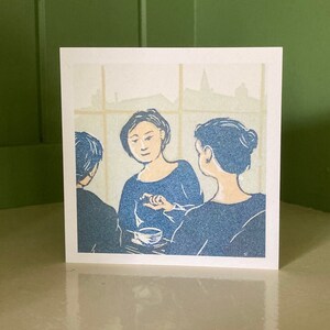 Conversazione - carta dell'artista dalla stampa originale su linoleum