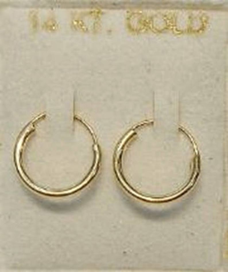New 14kt Solid Gold Baby Thin Hoop Earringsfree Shipping Etsy