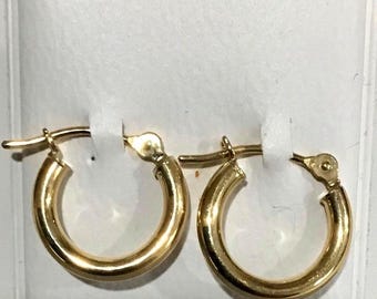 New 14kt Gold Hoop Earrings for Baby-Girl-Woman or Man  10mm (3/8") Diameter