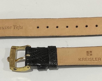 New Genuine Lizard KREISLER Long Watch Band w/ACCUTRON GF Signed Buckle