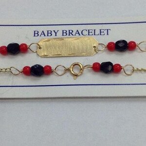 Neues 14k Gold &#39;AZABACHE&#39; Rechteck Baby Armband