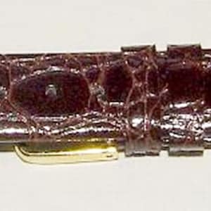 Neu Accutron Braun oder Schwarz Krokodilkorn signiertes Lederband goldfarbene Schnalle