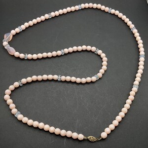 Vintage Pretty Cut Pink Glass Bead 34&quot; Necklace