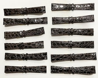 Brand New 12 pcs Brown Crocodile Grain 18mm (11/16") Genuine Leather Straps