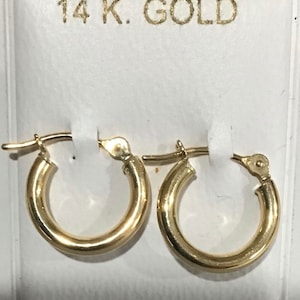 New 14kt Gold Hoop Earrings for Baby-Girl-Woman or Man  10mm (3/8") Diameter