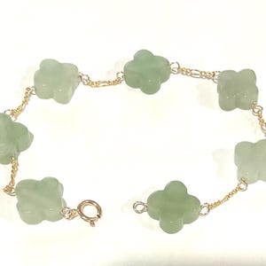 New Famous Designer 14k Gold CLOVER Aventurine Bracelet-Anklet-Necklace in Assorted Lengths