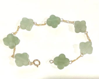 Neue berühmte Designer 14k Gold Clover Aventurin Armband-Fußkettchen-Halskette in verschiedenen Längen