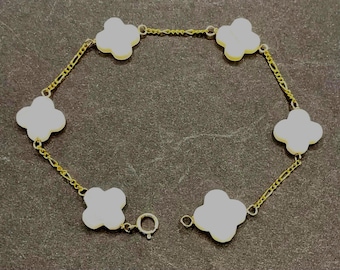 New 14k Gold Ladies Mother of Pearl CLOVER Bracelet - Assorted Lengths