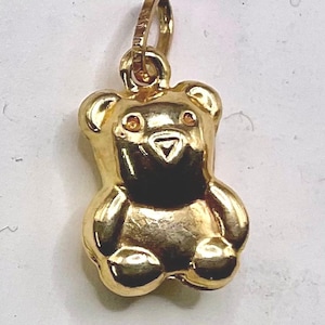 Nouveau pendentif/breloque ours en peluche en or 14 carats