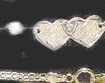 NEW 14K White Gold/3 Dia/Pearl Heart/Winged Anklet-Free Engraving