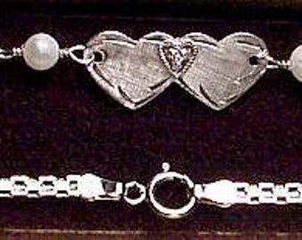 Neues 14kt Weiß ( oder Gelbgold) geflügeltes Fußkettchen w / Diam Herz- Kostenlose Gravur!