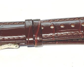 New Accutron dunkelbraun Croc Grain Uhrenarmband mit GF oder SS Schnalle signiert