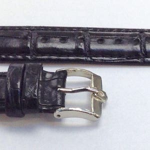 Brand New ACCUTRON Signed Black Alligator Grain Genuine Leather Strap w/SS Buckle