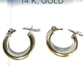 Brandneue 14k Solid Gold Babys-Mädchen-Frauen und Männer 12 mm Creolen