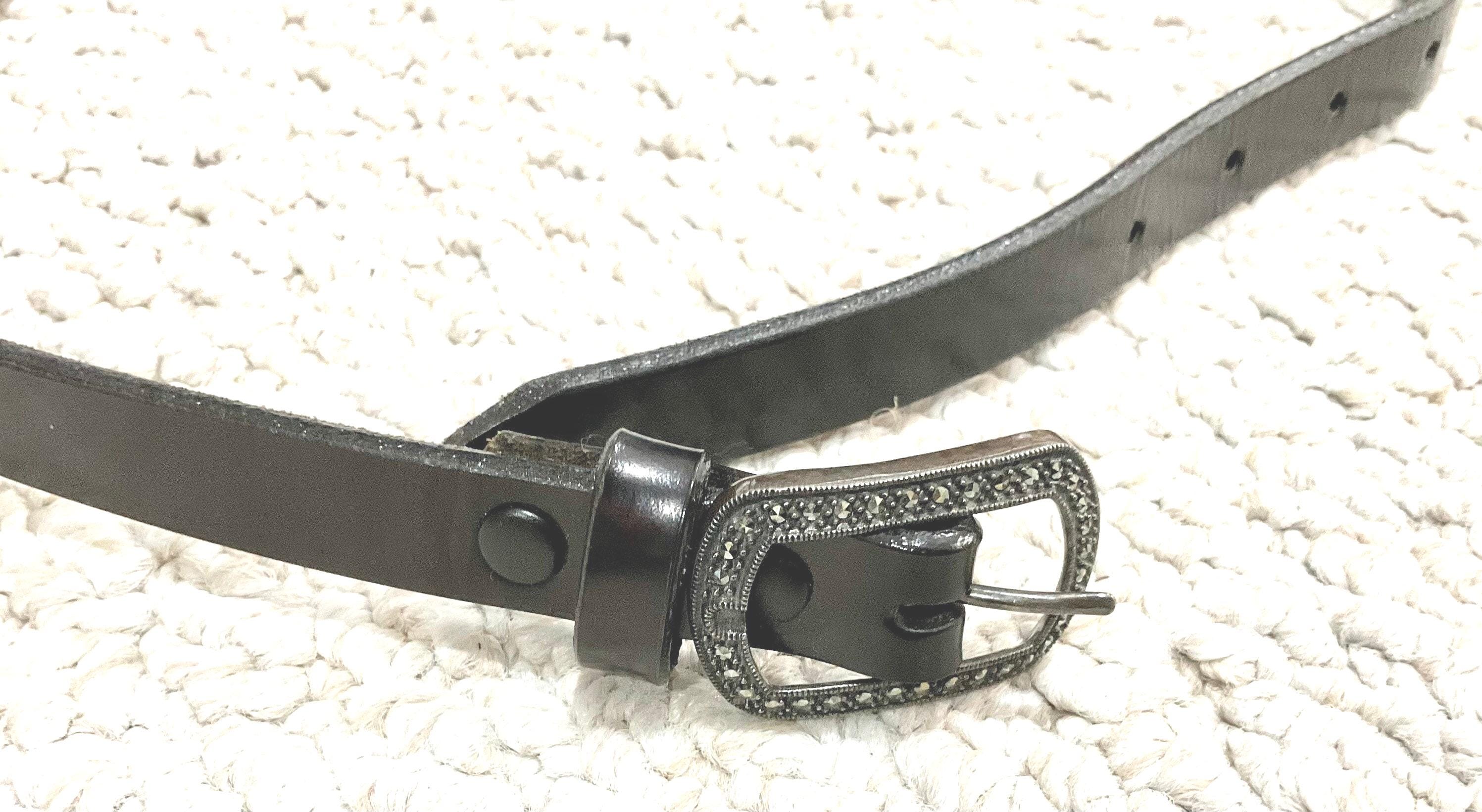 Judith Jack Leather Belt with Black Marcasite Stones (L) Judith Jack Belts for Women for sale | eBay main image 2