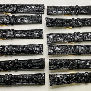 Brand New 12 pcs Black Crocodile Genuine Leather 3/4” Watch Straps