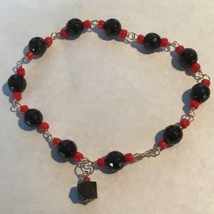 New 14kt Gold ‘AZABACHE’ Bracelet w/ Hanging Bead
