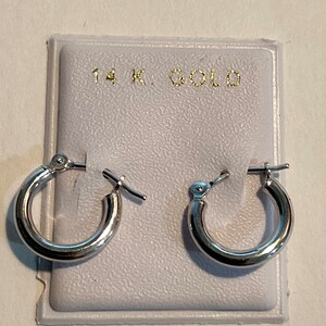 New 14kt White Gold Hoop Earrings for Baby-Girl-Woman or Man  12mm (1/2") Diameter