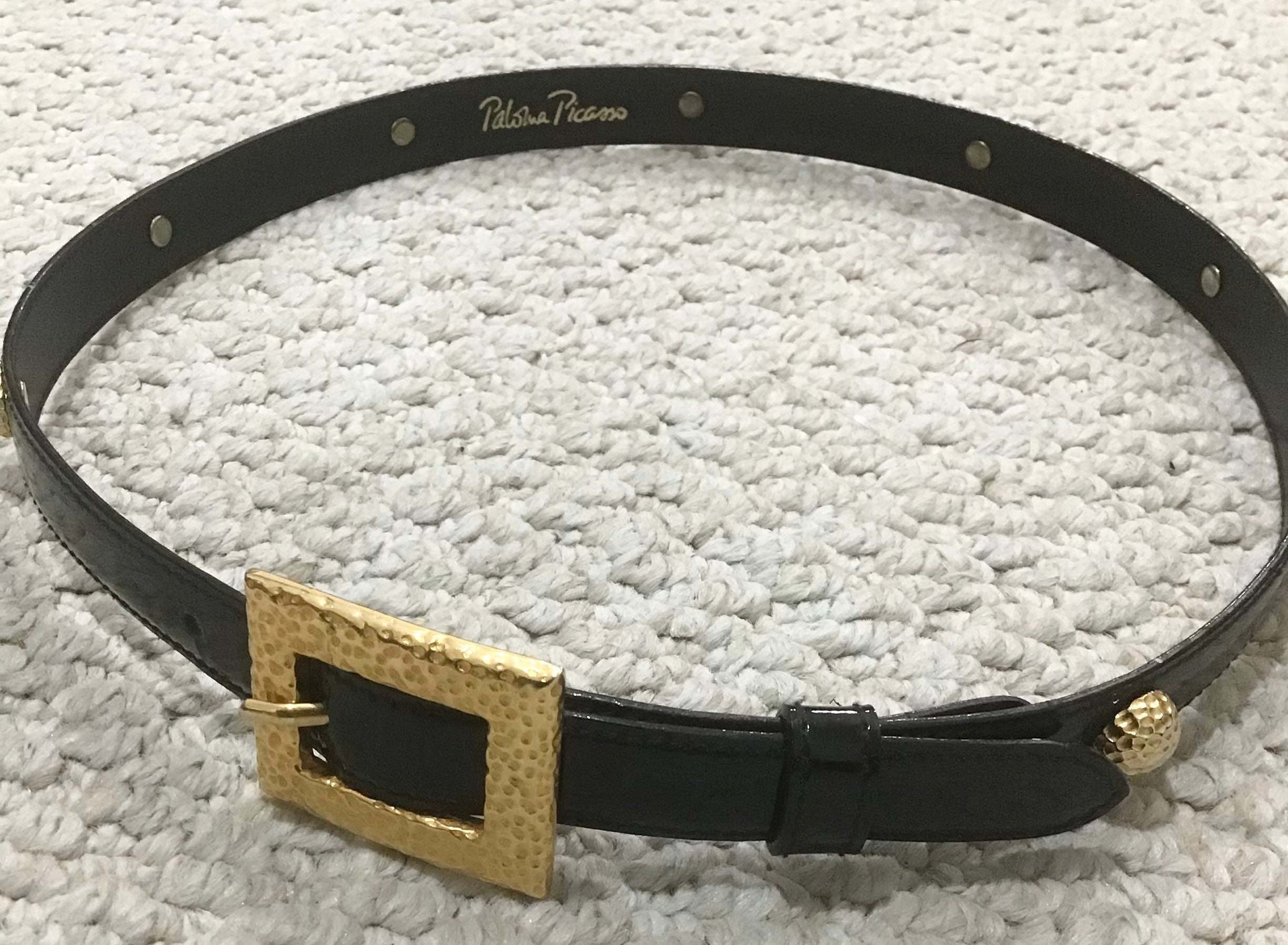 Vintage Women s PALOMA PICASSO Black Patent Leather Belt Reduced Price