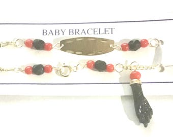 Neues 14k Solid Gold 'AZABACHE' Dia-Cut OVAL Förmiges Baby Armband