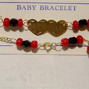 New 14kt Gold Azabache Baby Bracelet w/Hearts