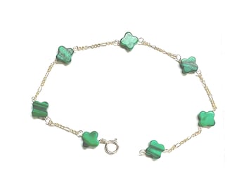 Neuer 14k Gold berühmten Designer 8 mm Klee Malachit Armband oder Halskette (verschiedene Längen)