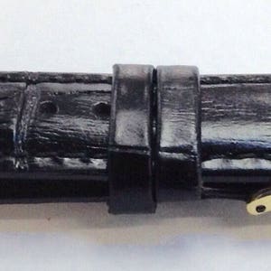 Brandneue ACCUTRON signierte schwarze Alligator Grain Echtlederarmband mit signierter Schnalle