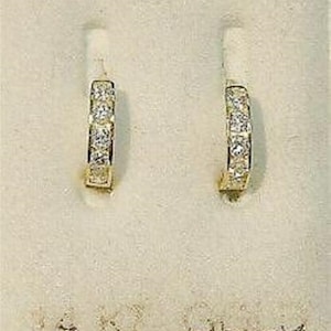 New 14K Yellow Gold Baby Huggy Earrings w/Diamonelles