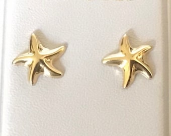 Brand New 14k Solid Gold STARFISH Stud Earrings