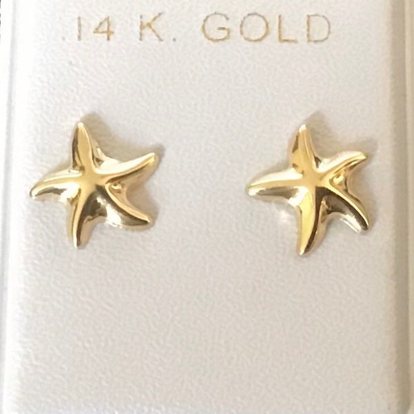 Brand New 14k Solid Gold STARFISH Stud Earrings