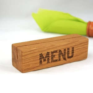 Conjunto de 6 porta-cardápios de carvalho, suportes de menu de mesa de madeira personalizados, placas de mesa/mesa personalizadas, quadro de menu de mesa de restaurante/café