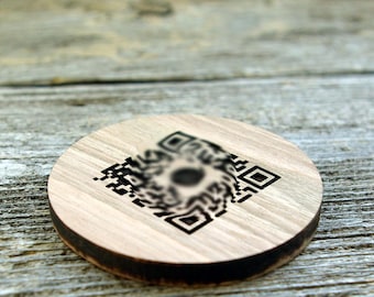 Set of 12 Personalized Solid Walnut Coasters, Custom Engraved Wooden Coaster, Custom Logo/QR code, Business gift, Wedding gift, Bar coasters