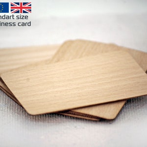 50 biglietti da visita in legno impiallacciato di faggio, formato UE/UK, dimensioni 85х55 mm, spessore 0,90 mm, biglietti vuoti in legno, biglietti da visita unici, biglietti fai da te