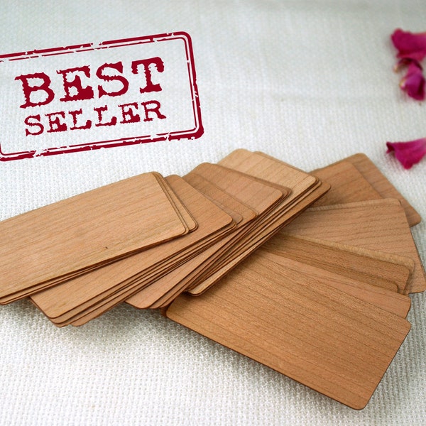 100 cartes de visite vierges en placage de cerisier, dimensions 90х50 mm, cartes vierges en bois, marque-places uniques, marque-places en bois, étiquettes cadeaux en bois, cartes DIY