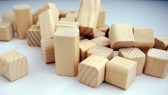 10 Wood Cubes 15mm Wooden Craft Blocks, Unfinished Natural Wood