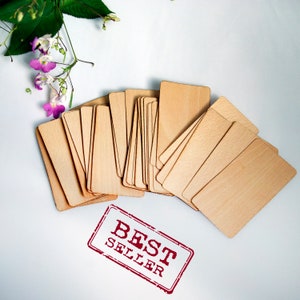 50 cartes de visite avec placage de hêtre, dimensions 90х50 mm, épaisseur 0,56 mm, cartes vierges en bois, marque-places uniques, cartes en bois, étiquettes cadeaux en bois, cartes DIY