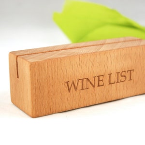 Set mit 6 Weinkartenhaltern aus Buche, kundenspezifische Weinkartenhalter aus Holz, personalisierte Tisch- / Tabletop-Schilder, Weinkartenbord für Restaurant / Bar
